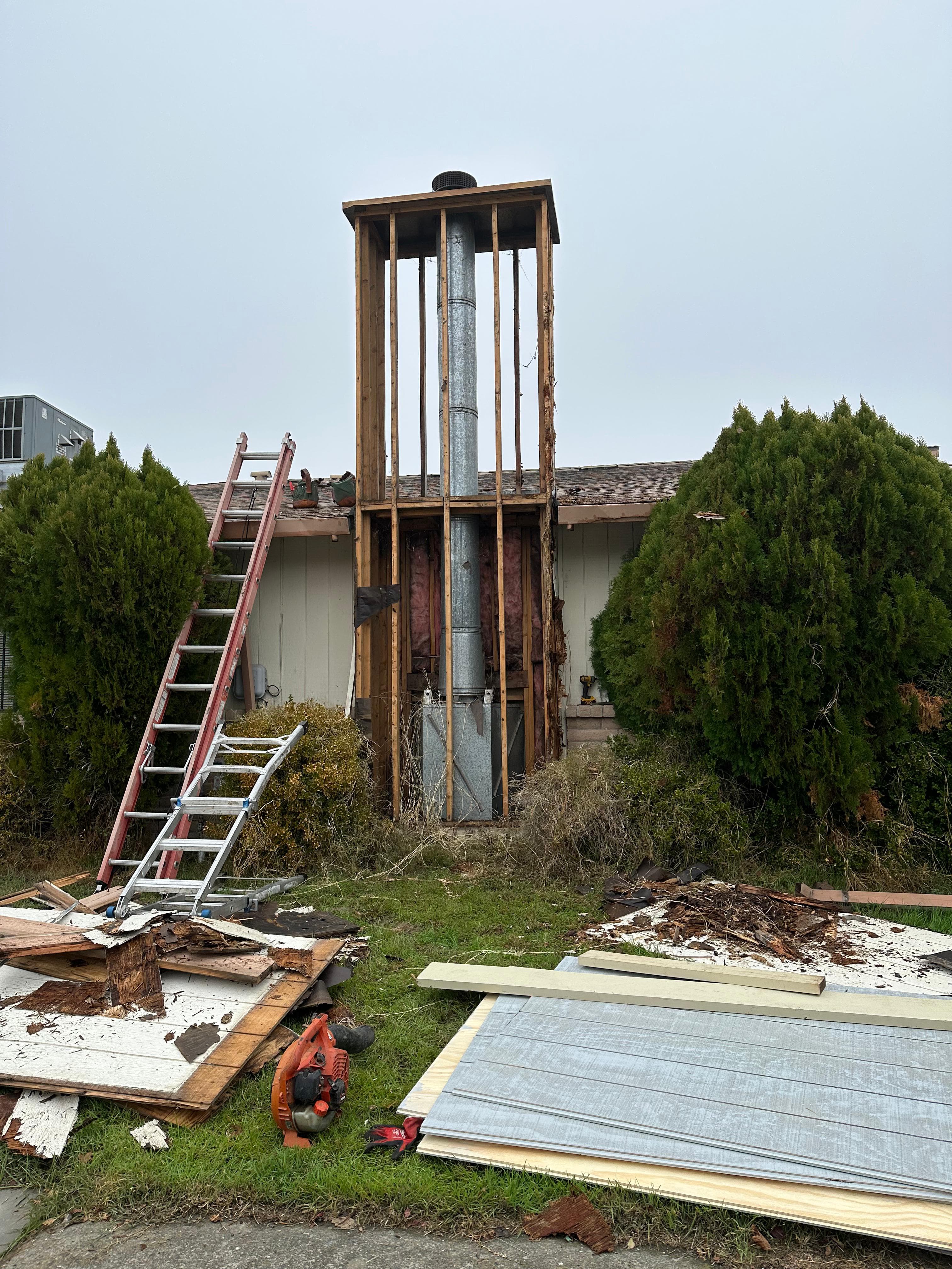 Chimney masonry repair and tuckpointing work on a Sherman Oaks CA home