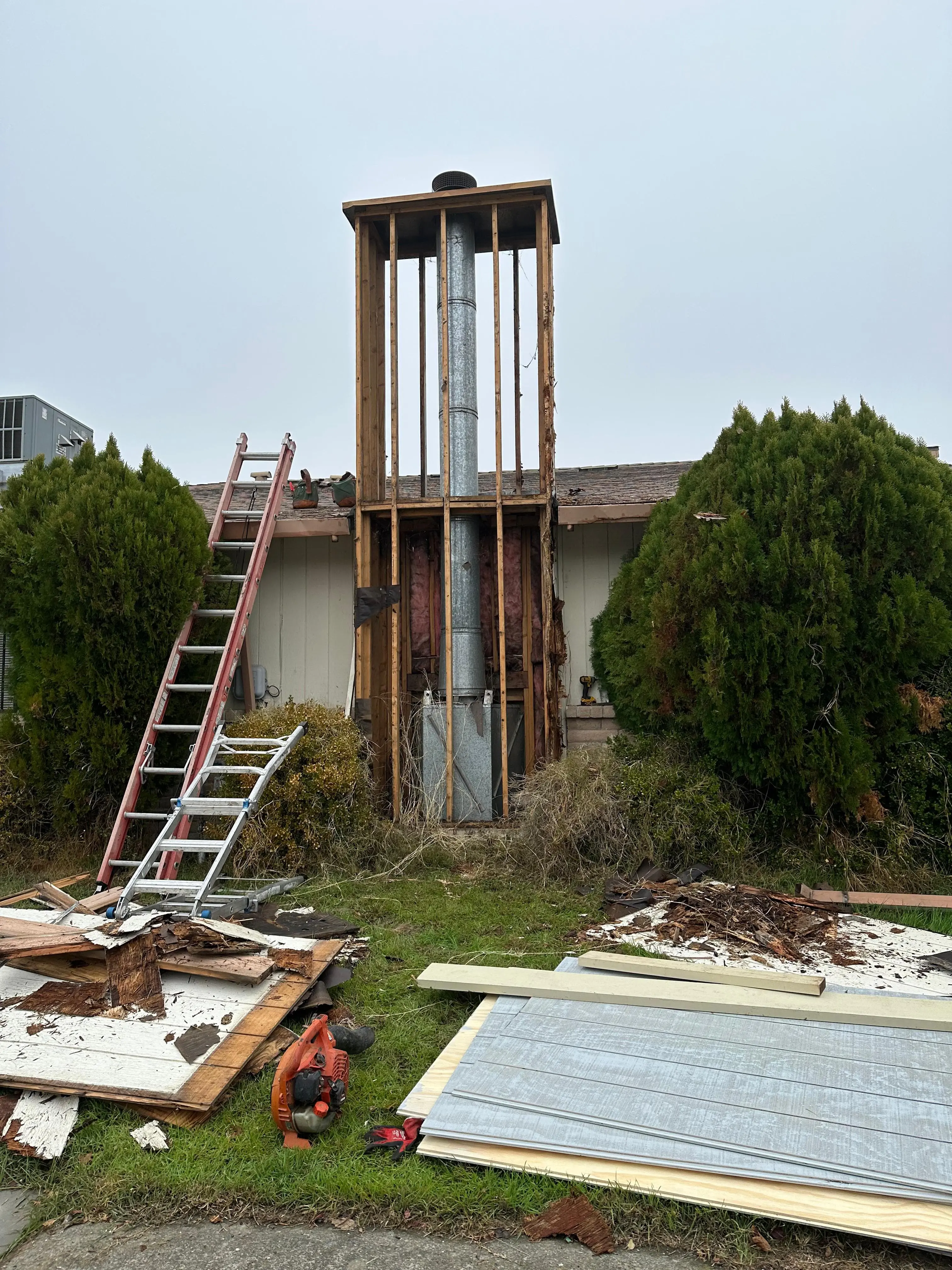 Chimney masonry repair and tuckpointing work on a Sherman Oaks CA home